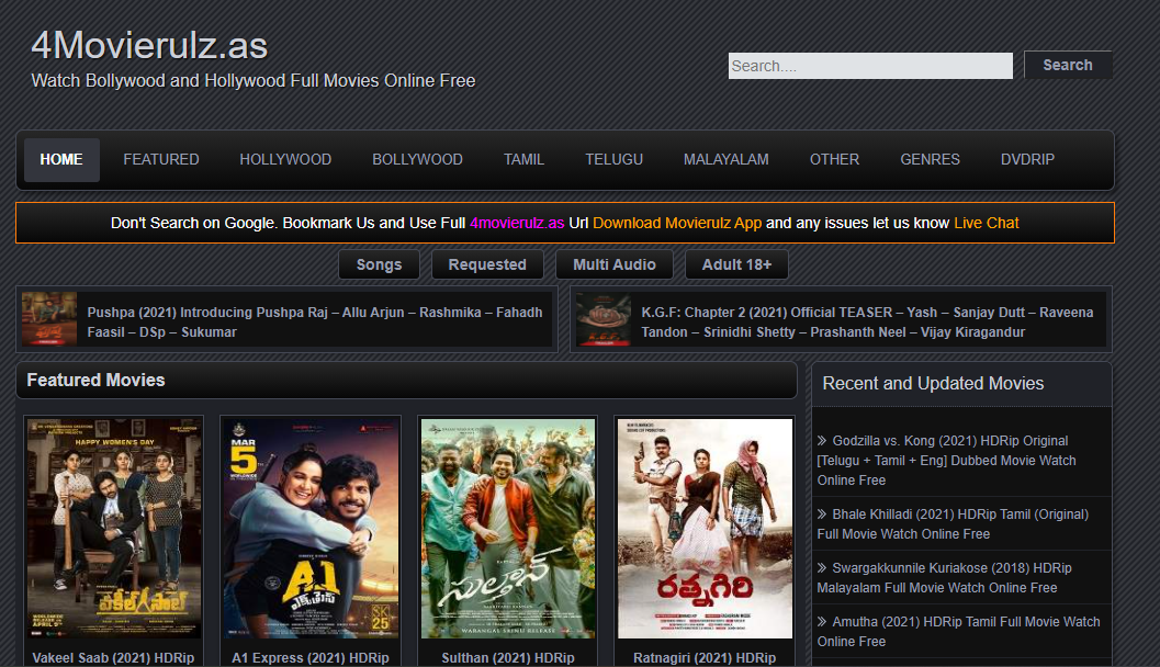 Movierulz : Movies Download Website : Bollywood, Hollywood, Tamil, Telugu Movies Download