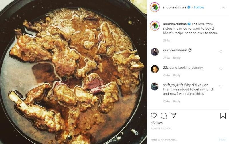 Anubhav Sinha Instagram Post About His Food Habit