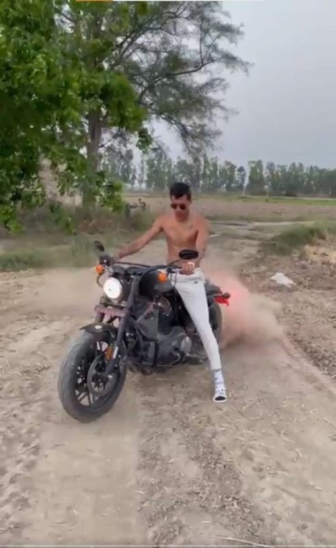 Navdeep Saini with his Harley Davidson