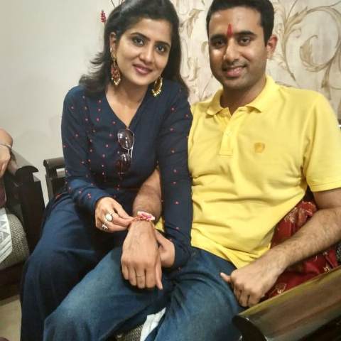Neha Batham with her brother