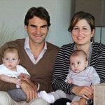 Roger Federer and wife with twin sons