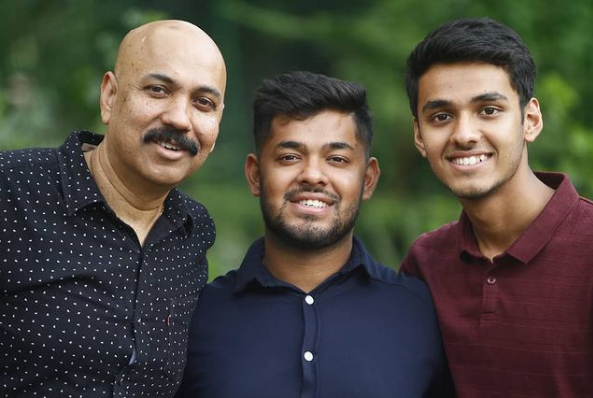 Utkarsh Singh with his father and brother
